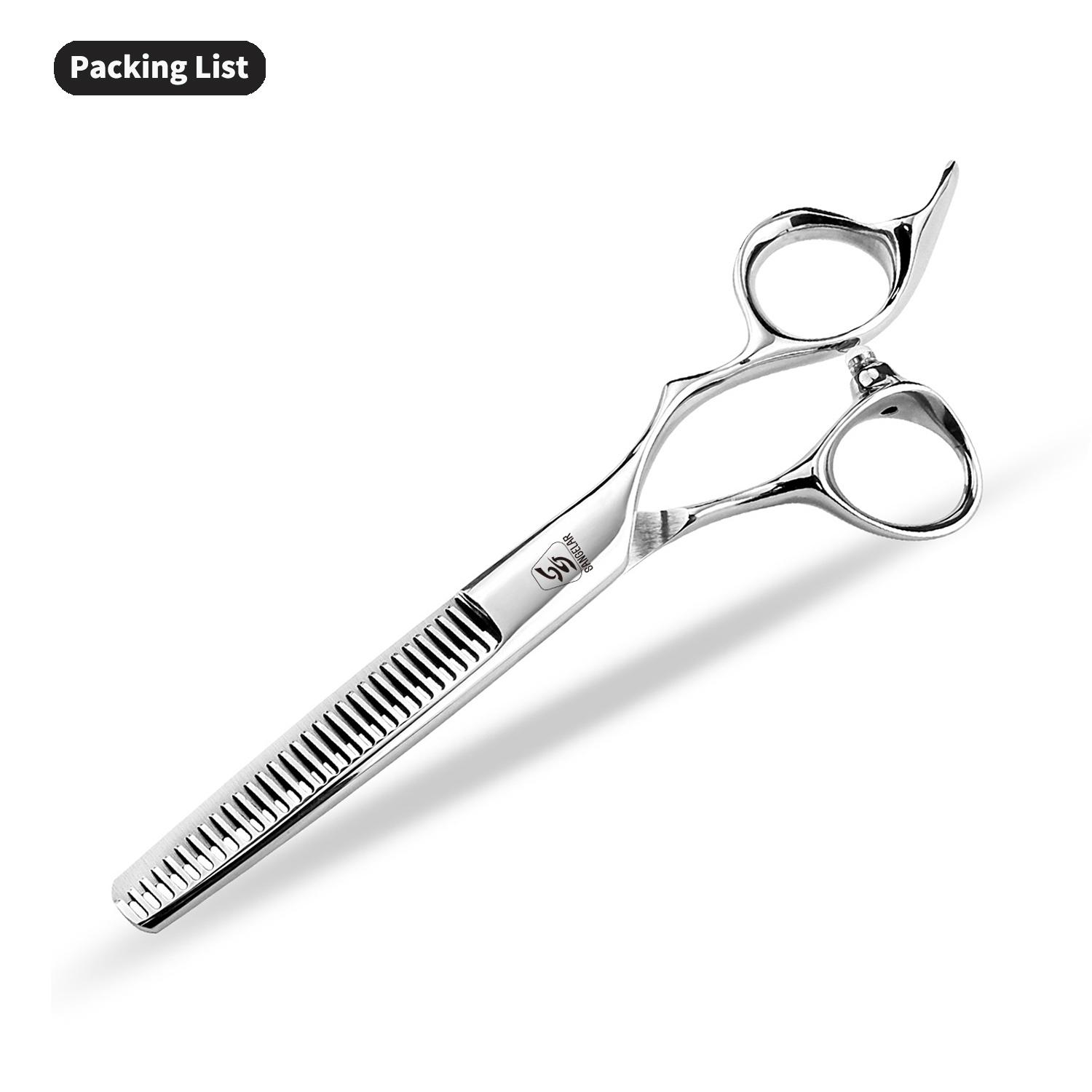 

Ножницы для стрижки и парикмахерские ножницы Sangelar длиной 6 дюймов, ножницы из нержавеющей стали премиум-класса с гладкими и острыми лезвиями для салонов (Бесплатная сумка) Thinning Scissors