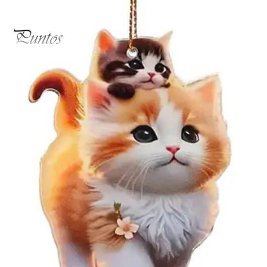 Cartoon Katze Acryl Hängende Dekoration Hause Innen Weihnachten Baum Auto Rückspiegel 2D Flache Kätzchen Hängende Ornament Tier Anhänger