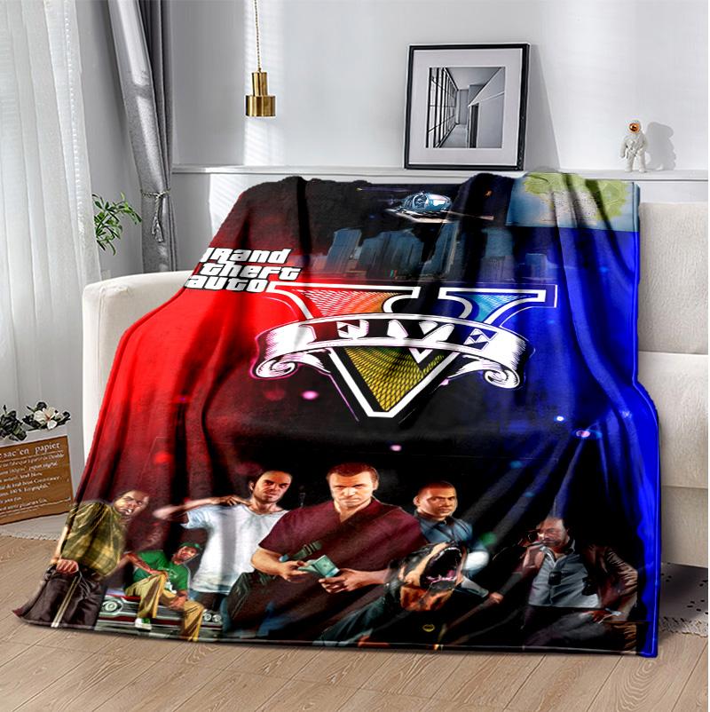 Gta Flannel Blanket Soft Warm All-Season Throw, Design for Camping, Car Travel, Hiking Sofa, Bed, Office Perfect Gift for Parties