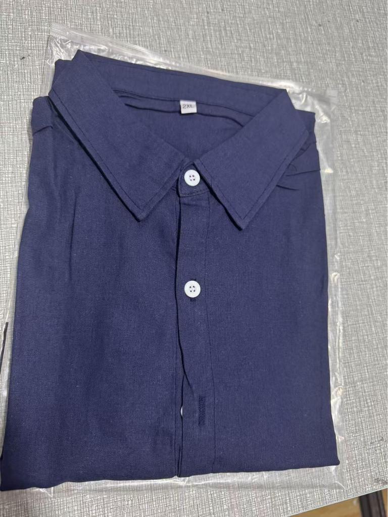 Men's Solid Color Cotton Linen Shirt - Long Sleeve Business Casual Style