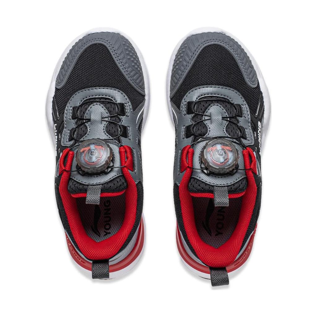 Li Ning Kids Shield Comfortable Non-Slip Wear-Resistant Low-Top Casual Shoes Kids Sneaker Black Gray Red YKNU016-1