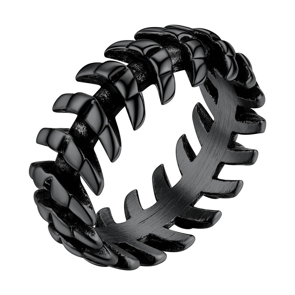 Stainless Steel 8.5mm Wide Snake Bone Rings for Man Woman Size 7-14 Black Vintage Retro Style Gothic Punk Unisex Jewelry Gift