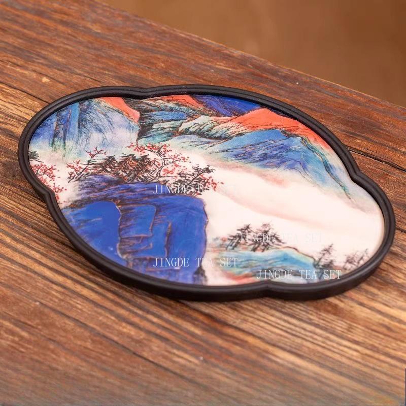 

Ceramic Small Dry Foam Table Chinese Style Tea Tray for Brewing Tea Quick Drying Absorbent Tray Household Kung Fu Tray Teaware 20x14x1.5cm