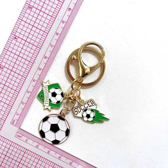Keychain Pendant with Smooth Golden Lobster Clasp, Soccer Themed Charm Key Holder, Backpacks Car Keys Accessory