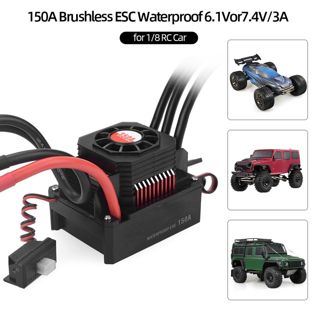   150A Brushless ESC Waterproof Electric Speed Controller for 1/8 RC Truck   Car