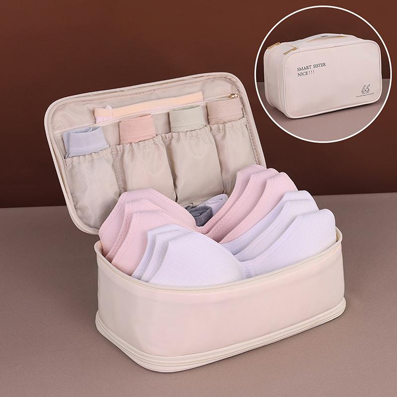 Portable Underwear rganizer Bag - Double Layer Large Capacity Design for Travel Socks & Pantyhose Storage