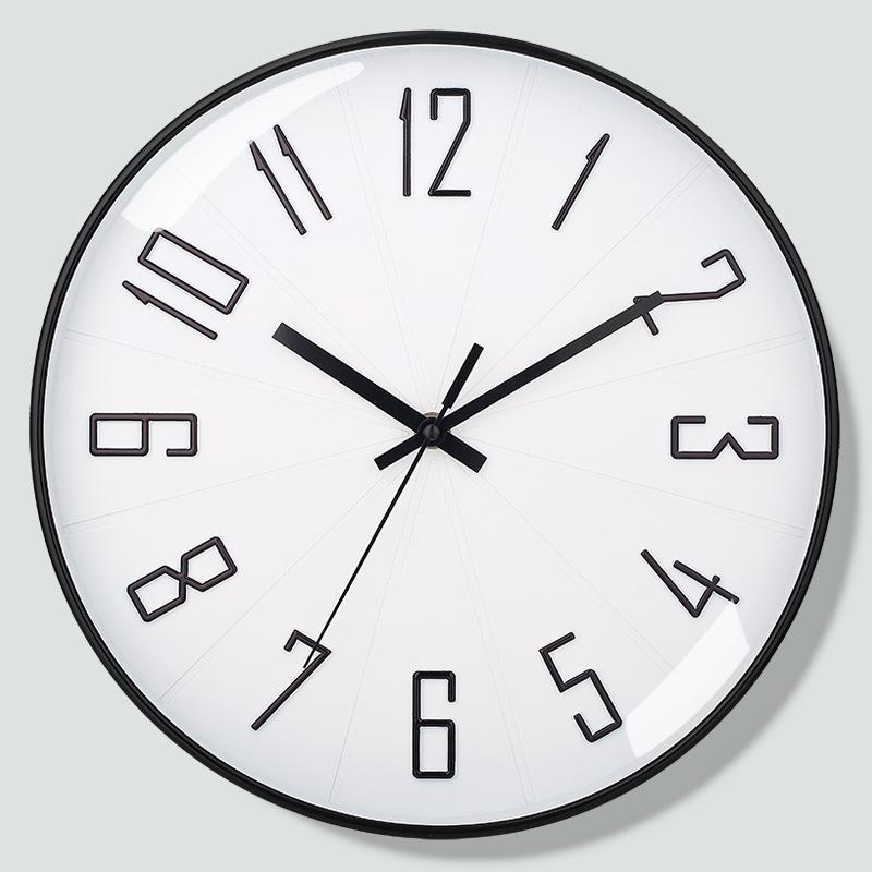 12 Inch 30CM Silent Wall Clock, Creative and Fashionable, Three-dimensional Digital Minimalist Clock for Home Living Room