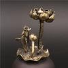 1pc Pure Brass Lotus Leaf Lotus Backflow Incense Ornament Solid Copper Frog Lotus Pond Artistic Conception Incense Holder.