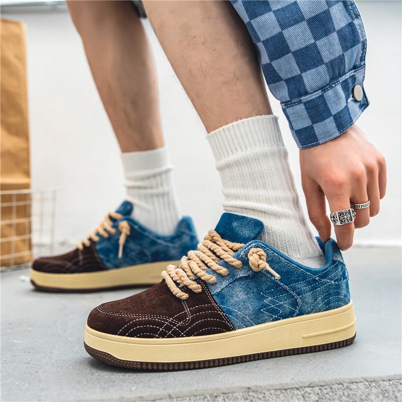 Spring Denim Board Shoes Student Fashion Casual Sports Shoes Street Trendy Men's Shoes Retro Trendy Shoes Cloth Shoes