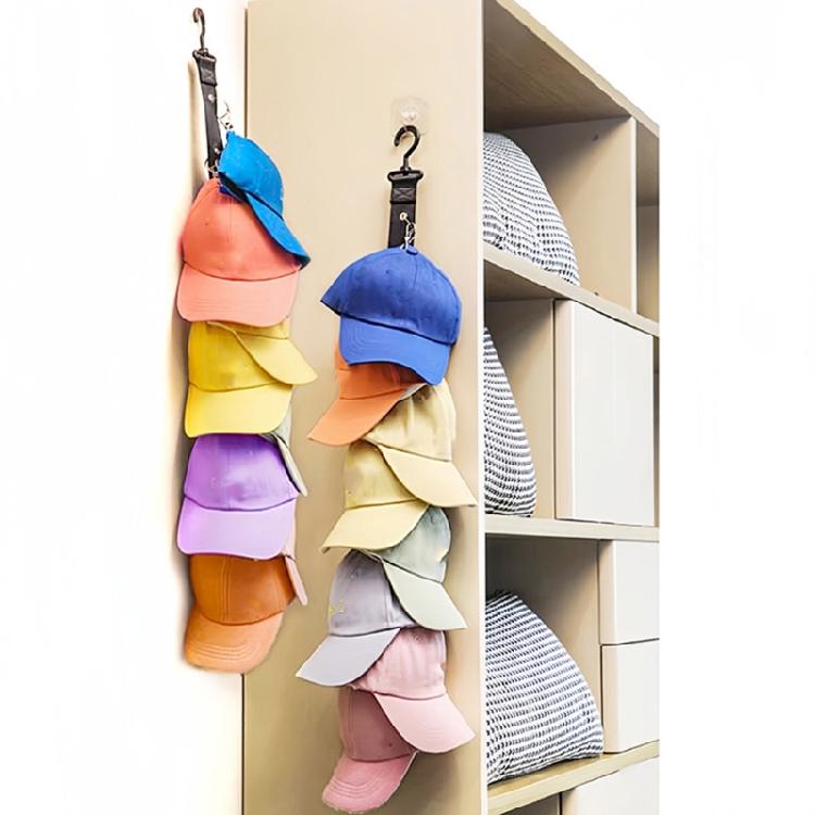 Fashionable Hat Organizers Holder Rack for Closet Rod Featuring Clip To Store Baseball Hats Golf Hats and Beanies