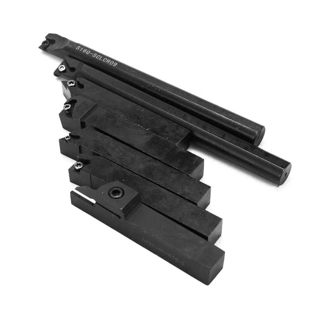 16mm Shank 7PCS With Carbide Insert Wrench DIY Set Metal Steel Lathe Boring Bar Holder Turning Tool