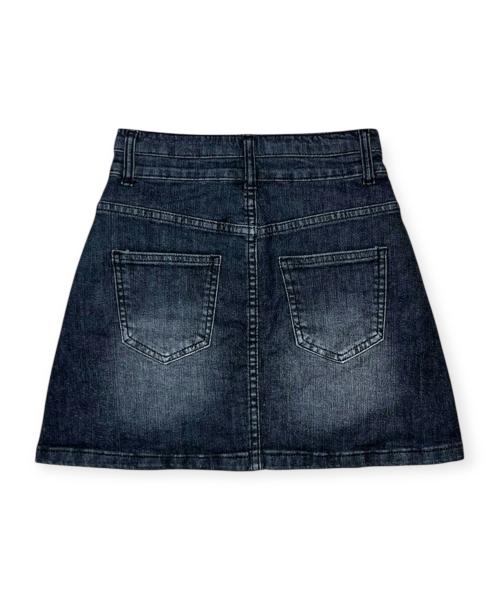 Bonseullipi Double Button Denim Mini Skirt (Black)