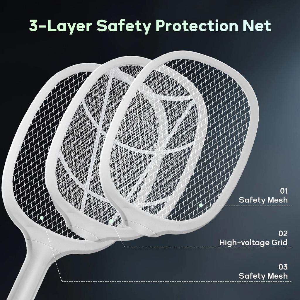 Electric Flytrap Holder, 2-in-1 Insect , With USB Rechargeable Base And 3-layer Safety Net, Suitable For Indoor, Backyard, Camping