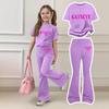 Kids Casual Short Sleeve T-Shirt and Flared Pants Set Lightweight Comfortable Breathable Soft Fabric Suitable for Daily Wear