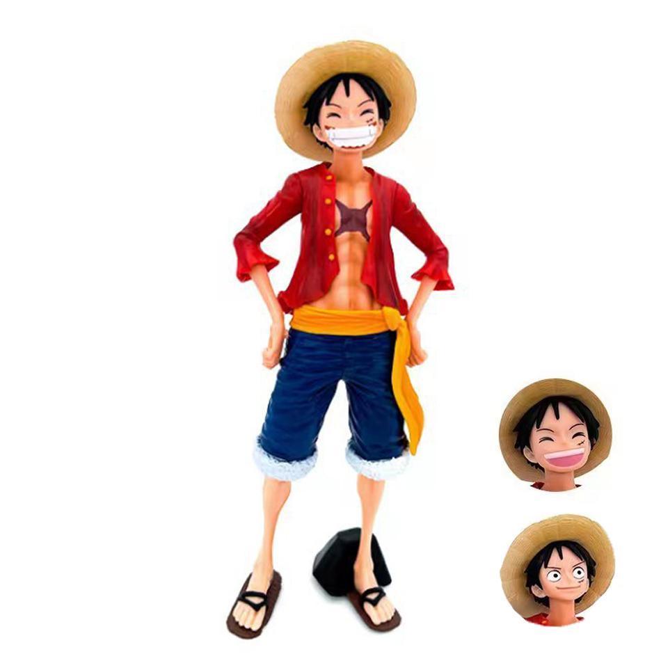 New 28Cm One Piece Anime Figure Confident Smiley Three Form Face Changing Doll Pvc Collection Action Figurine Ornament Model Toy