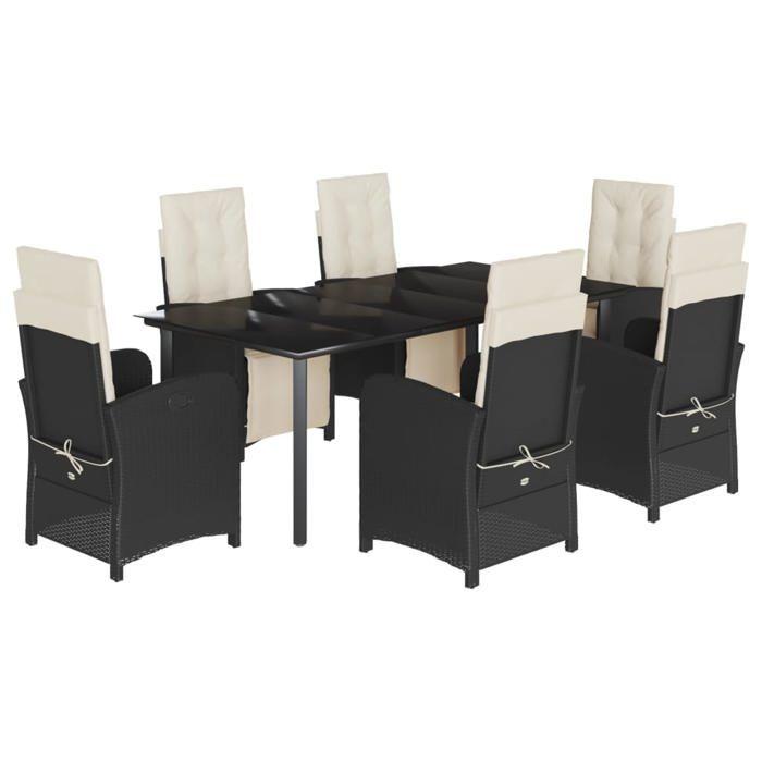 VidaXL Ensemble à Manger de Jardin avec Coussins 7 pcs, Table et Chaises de Patio, Meubles d'Extérieur Terrasse, Moderne, 3212526