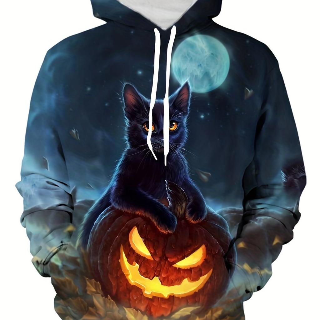 Autumn 3D Fun Pumpkin Pattern Printed Hoodies Fashionable Casual Sports Long Sleeved Men's Hooded Sweatshirts