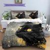 Black Cat Pattern Bedding Quilt Set  Home Decoration  Gift (1 * Duvet Cover + 2 * Pillowcase  Without Core)