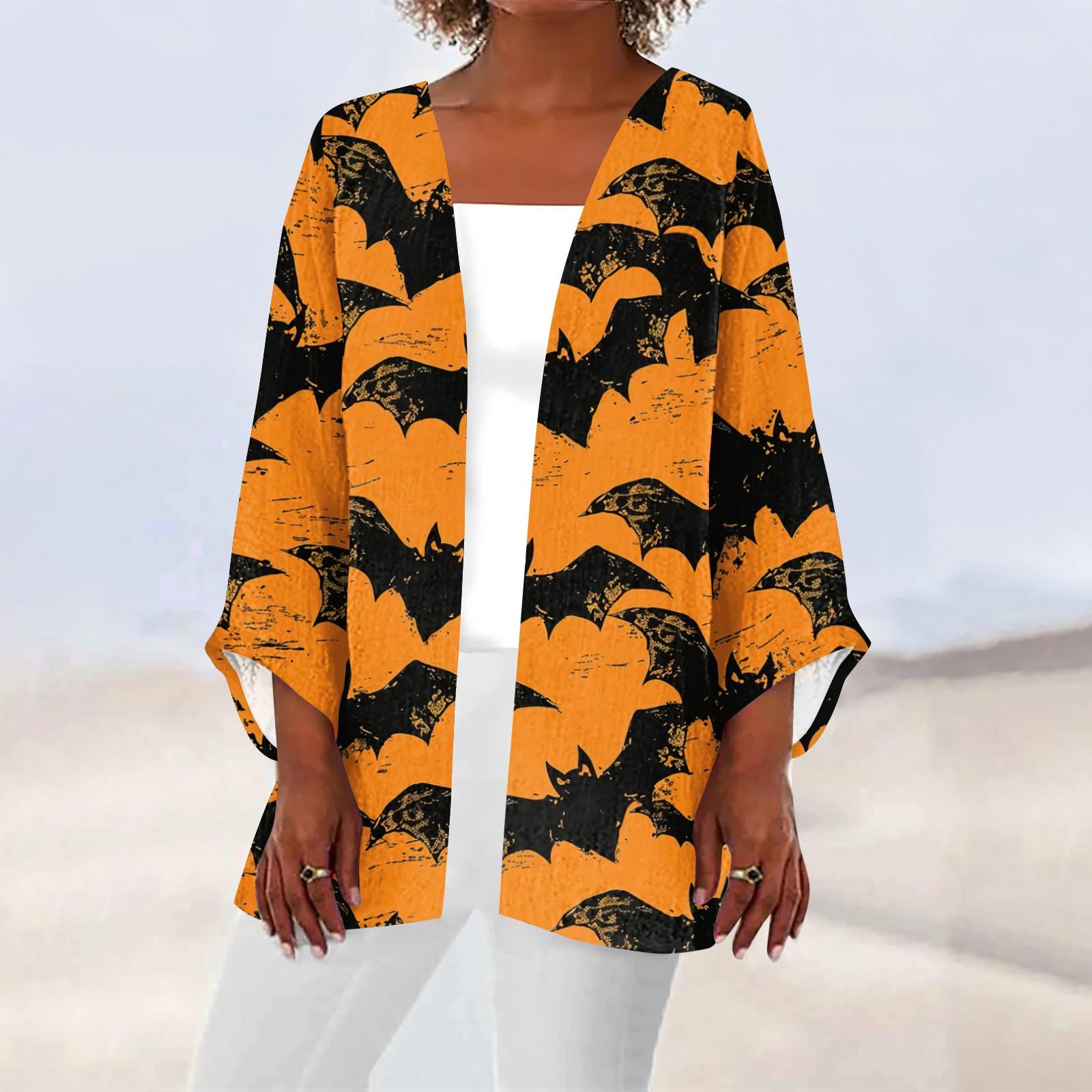 

Женская повседневная модная легкая куртка средней длины с принтом, кардиган XXXXXL оранжевый