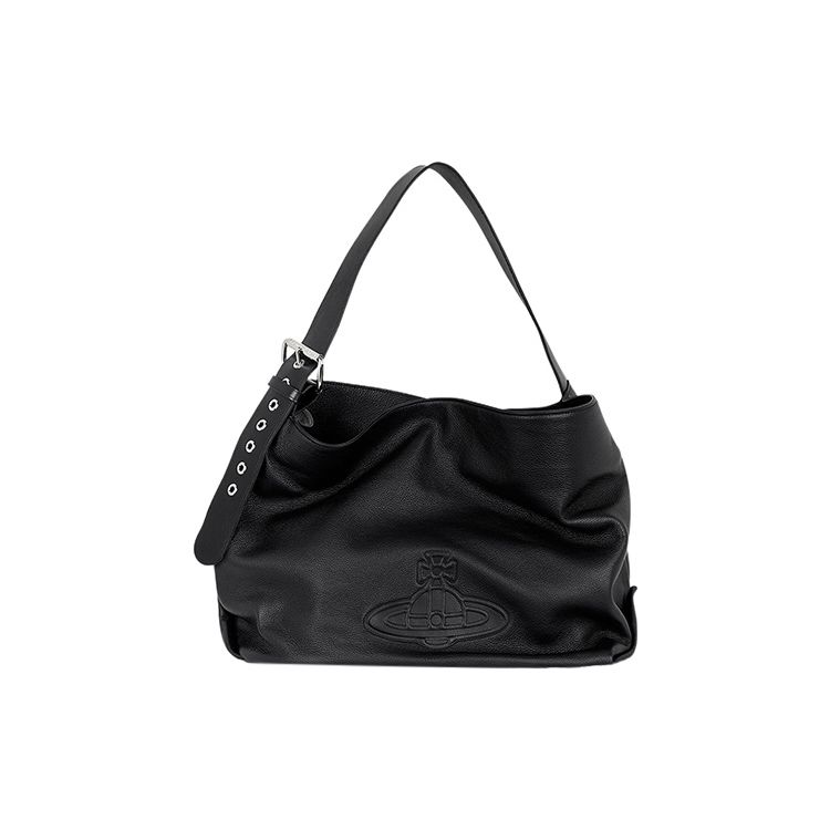 

VIVIENNE WESTWOOD Saturn Logo Zipper Tote Shoulder Bag Women Handbags Black 4101005TUL004NN401 Basic Set (Bag+Dust Bag)