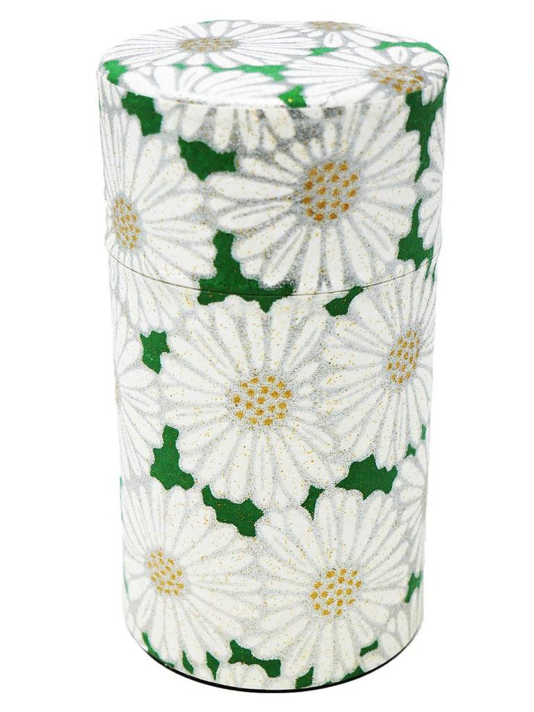 Kitsuko Kyoto-made Yuzen Paper Tea Canister, Kikuhime [Improves Tea Leaf Preservation] 150ml Tea Caddy, Tea Pot, Tea Storage Container, Canister