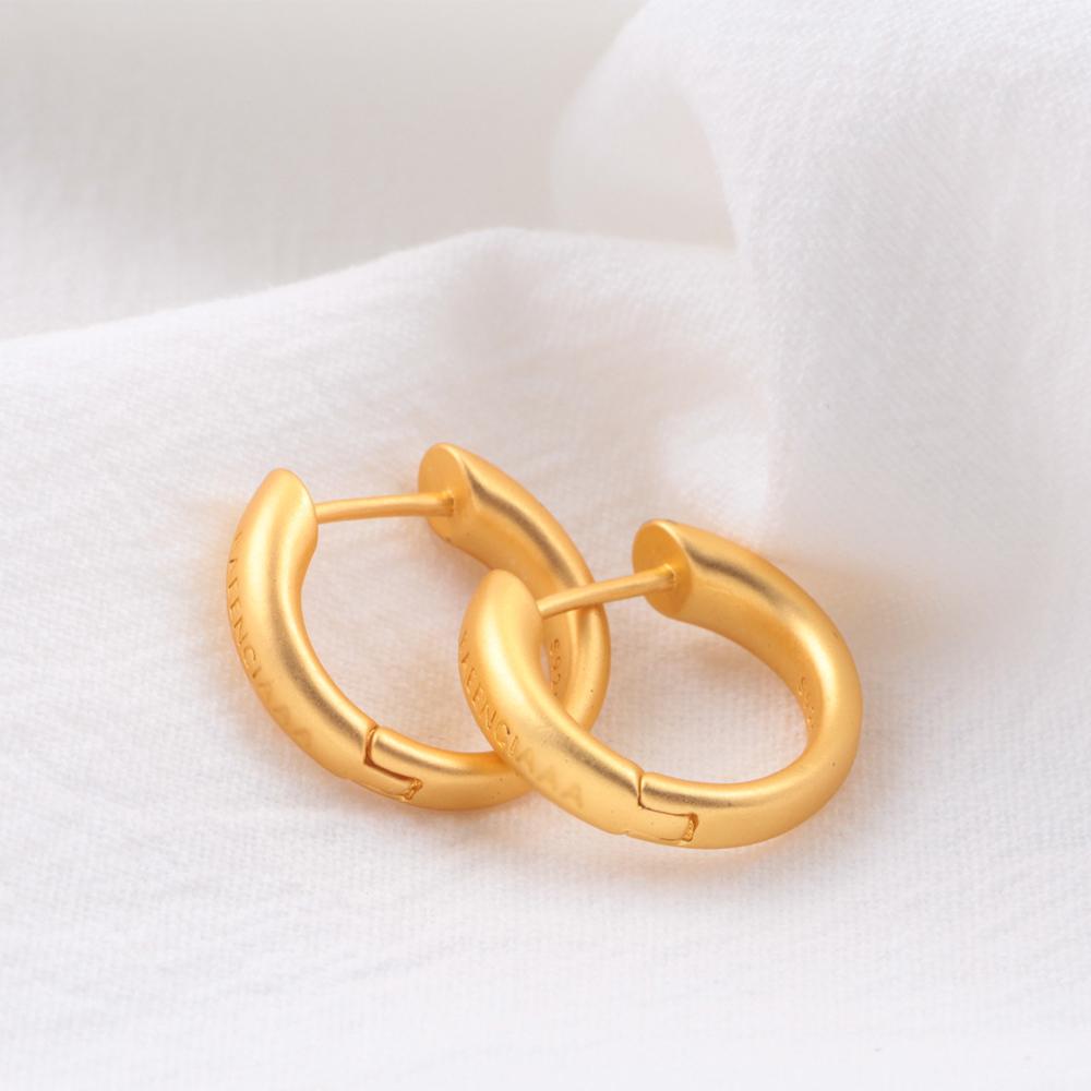 925 Sterling Copper Matte Gold Copper Plain Circle Trendy Fashion Light Luxury Design Earrings Earrings  C-type