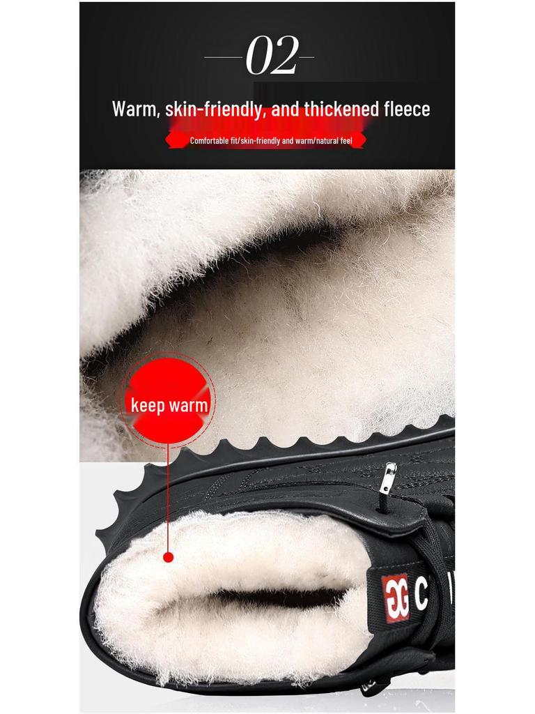 Men's 2024 Winter High-Top Suede Leather Boots with Plush Lining and Cold-Proof Design
