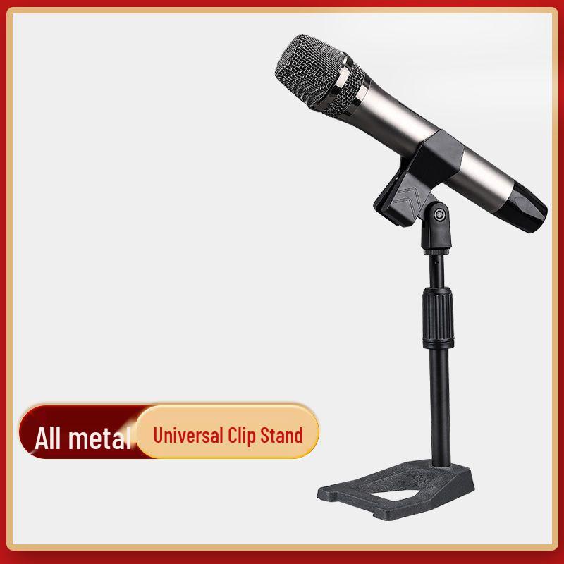 Lai Xiao Desktop Microphone Stand with Condenser Mic Shock Mount, Phone Holder, and Weighted Base