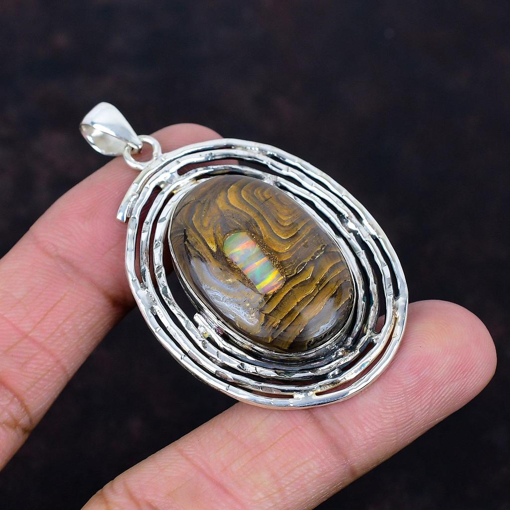 Ethopian Opal In Boulder Opal Pendant 925 Sterling Silver Pendant Brand New Jewelry Gemstone Pendant Handmade Silver Jewelry Gifts for Him