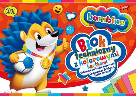 Bambino Blok Techniczny Z Kolorowymi Kartkami A4, 10 Kartek