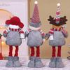 Novo Enfeite de Boneca Retrátil Xadrez Vintage de Natal Papai Noel Boneco de Neve Alce Pernas Enfeite de Boneca