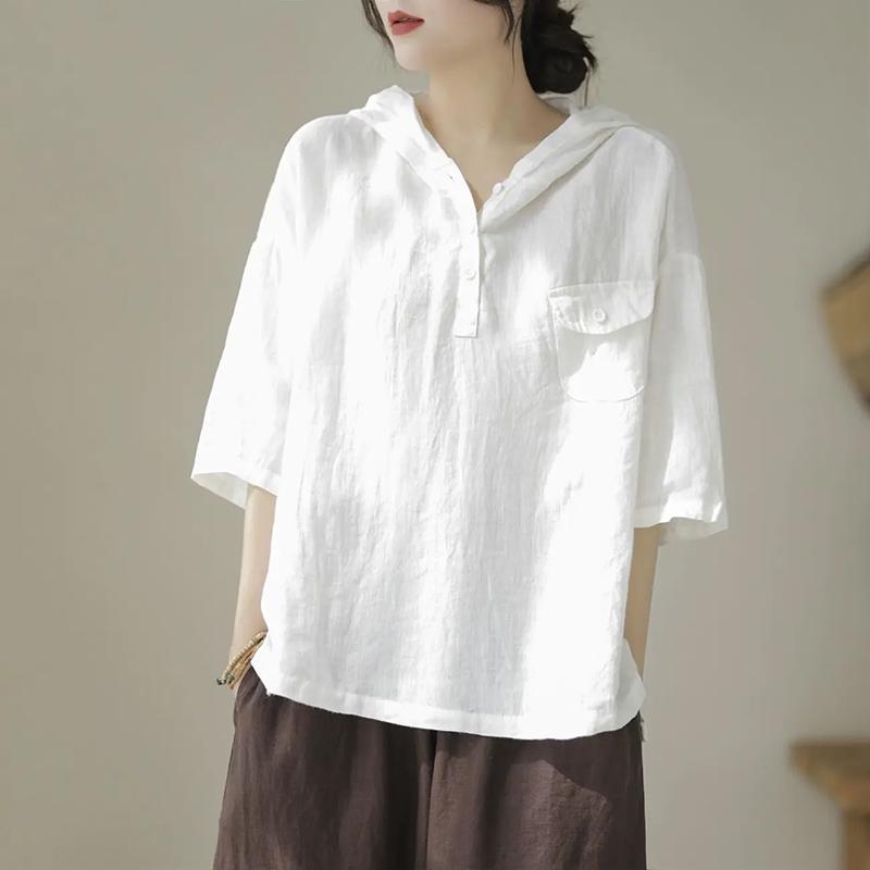 Dámské tričko Letní Velká velikost Bavlněné tričko Měkké Volné S kapucí Ležérní Pohodlné Pulovr Tričko Top