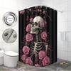 1Pc Halloween Skeleton Flower Print Waterproof Shower Curtain Privacy Hanging Curtain 12 Hook Multiple Sizes Machine Washable