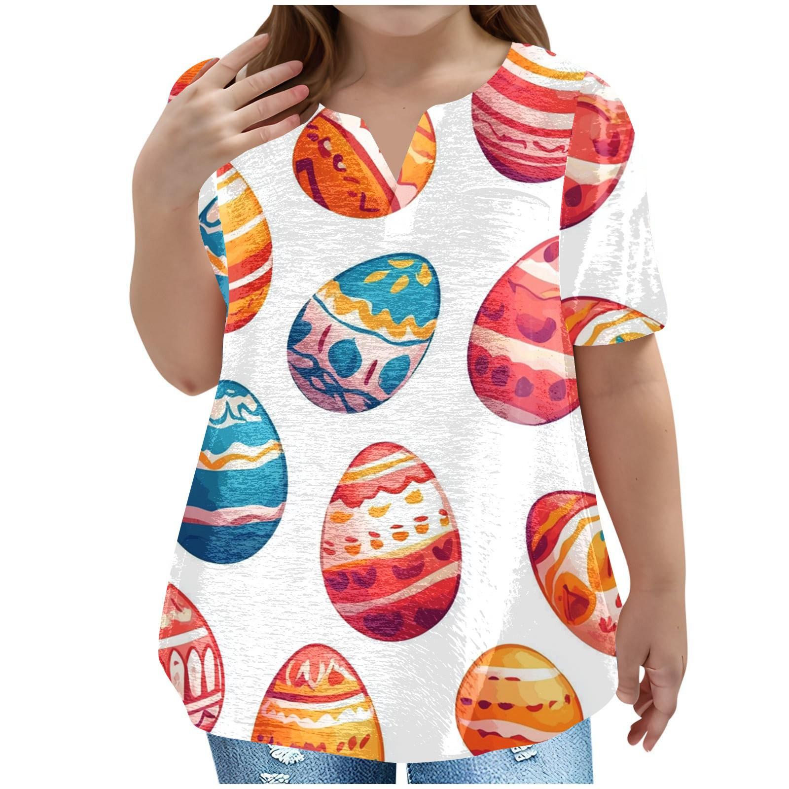 

Детская пасхальная футболка, повседневная мода, топ с V-образным вырезом, короткими рукавами и карманами 120