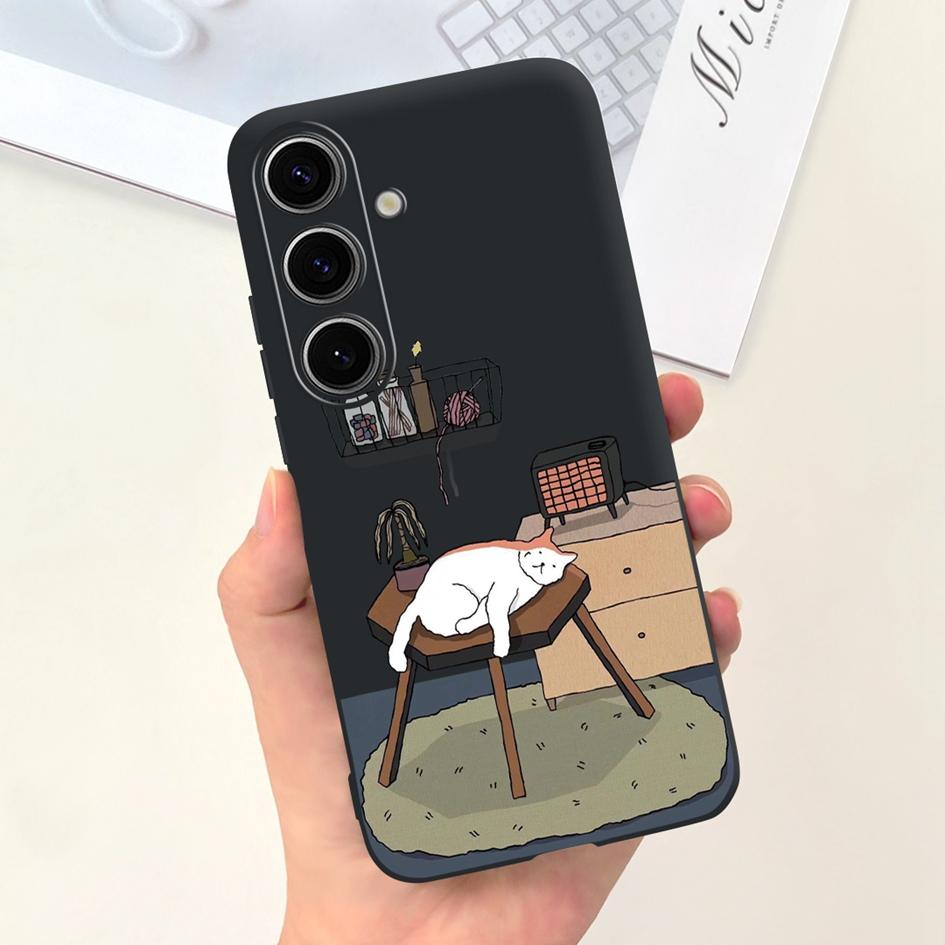 For Samsung Galaxy S24 Plus Case Lovely Yellow Duck Astronaut Matte Silicone Soft Cover For Samsung S 24 S24 Ultra S24+ 5G Funda