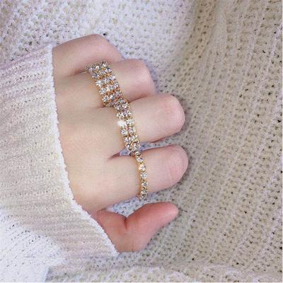 Elastic Combination Set Lady Ring Fashionable Ladies' Rhinestone Exquisite 3 Pieces  Accessories