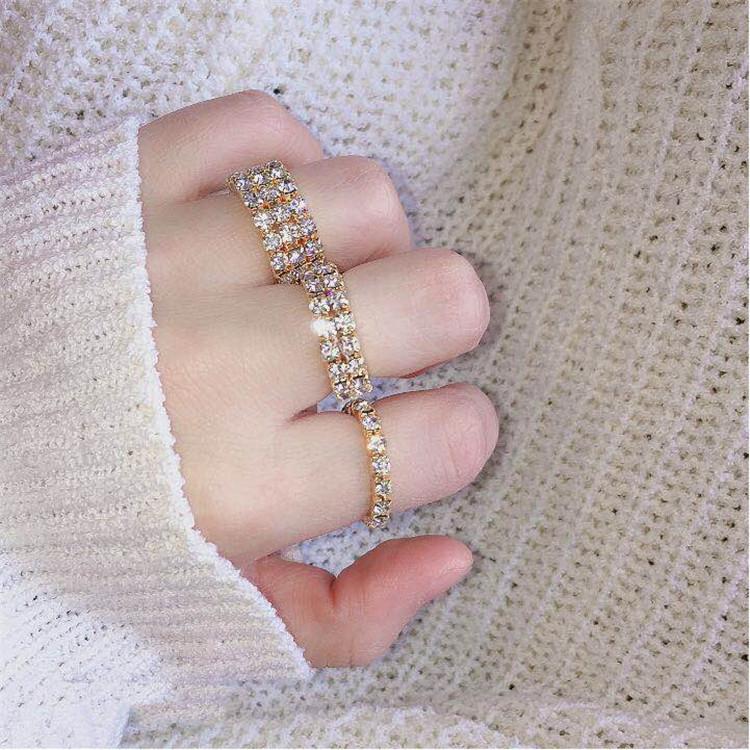 

Elastic Combination Set lady Ring Fashionable Ladies Rhinestone exquisite 3 pieces Accessories золотистий