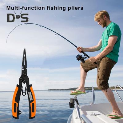 Pince de pêche en acier inoxydable, poignée ergonomique, ouvre-anneau multifonction portable, coupe-fil PE, arrache-hameçons, aiguiseur, ciseaux de ligne de pêche