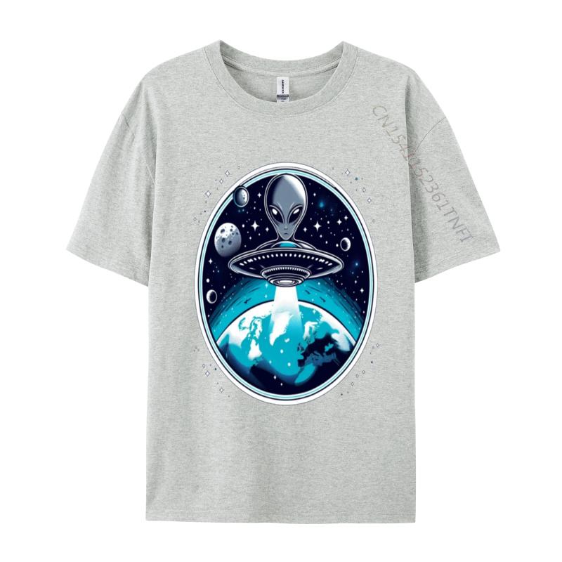 Grey Aliens In A Ufo TShirt T Shirt Brand Custom Cotton Men Tees Casual Loose TeeShirt Man Top Tshirts