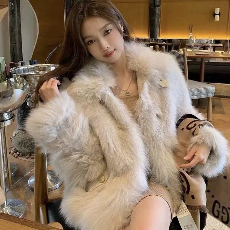 

Пальто зі штучного хутра лисиці зимове нове темпераментне знаменитості потовщене плюшеве пальто 4XL 155-82.5kg