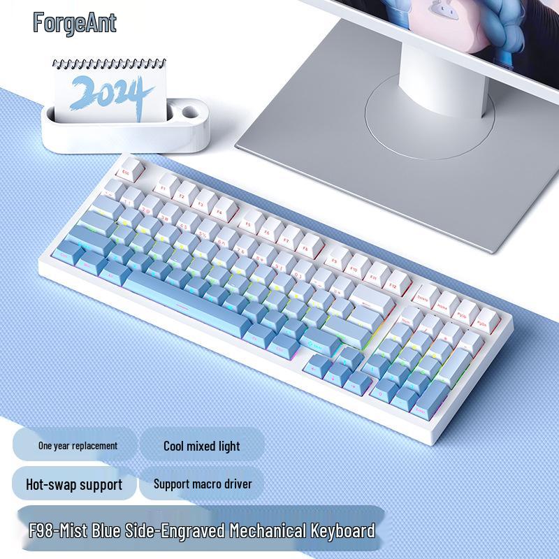 RuiYi F98 Wired 98-Key Mechanical Keyboard, Hot-Swappable, Side-Printed, Full-Key Anti-Ghosting, Office/Gaming.