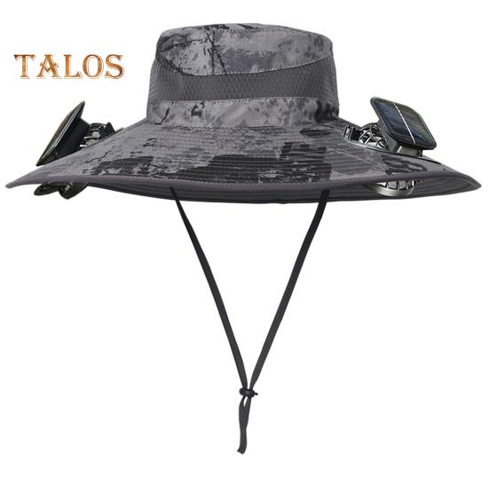 Fisherman Hat Outdoor Fishing Hat with Moisture-Wicking Mesh Design Waterproof Coating Wide-Brimmed Dual-Power Solar Fan Hat