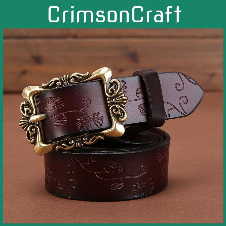 Genuine Womens Leather Belt Simple Design Alloy Buckle Casual Formal Attire