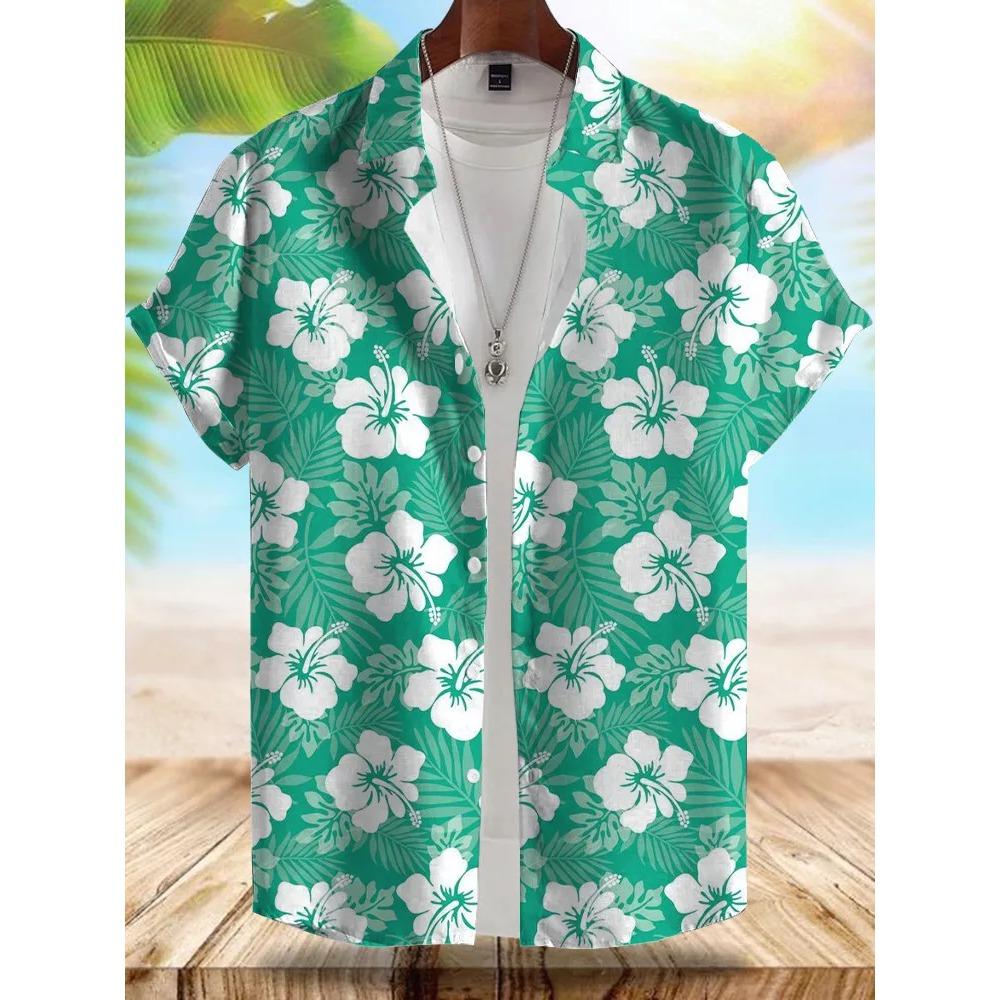 Seaside Hawaiian Style Men's Shirt Summer Vacation Casual Men's Short-sleeved Shirt Outdoor Beach Loose Comfortable Men's Shirt