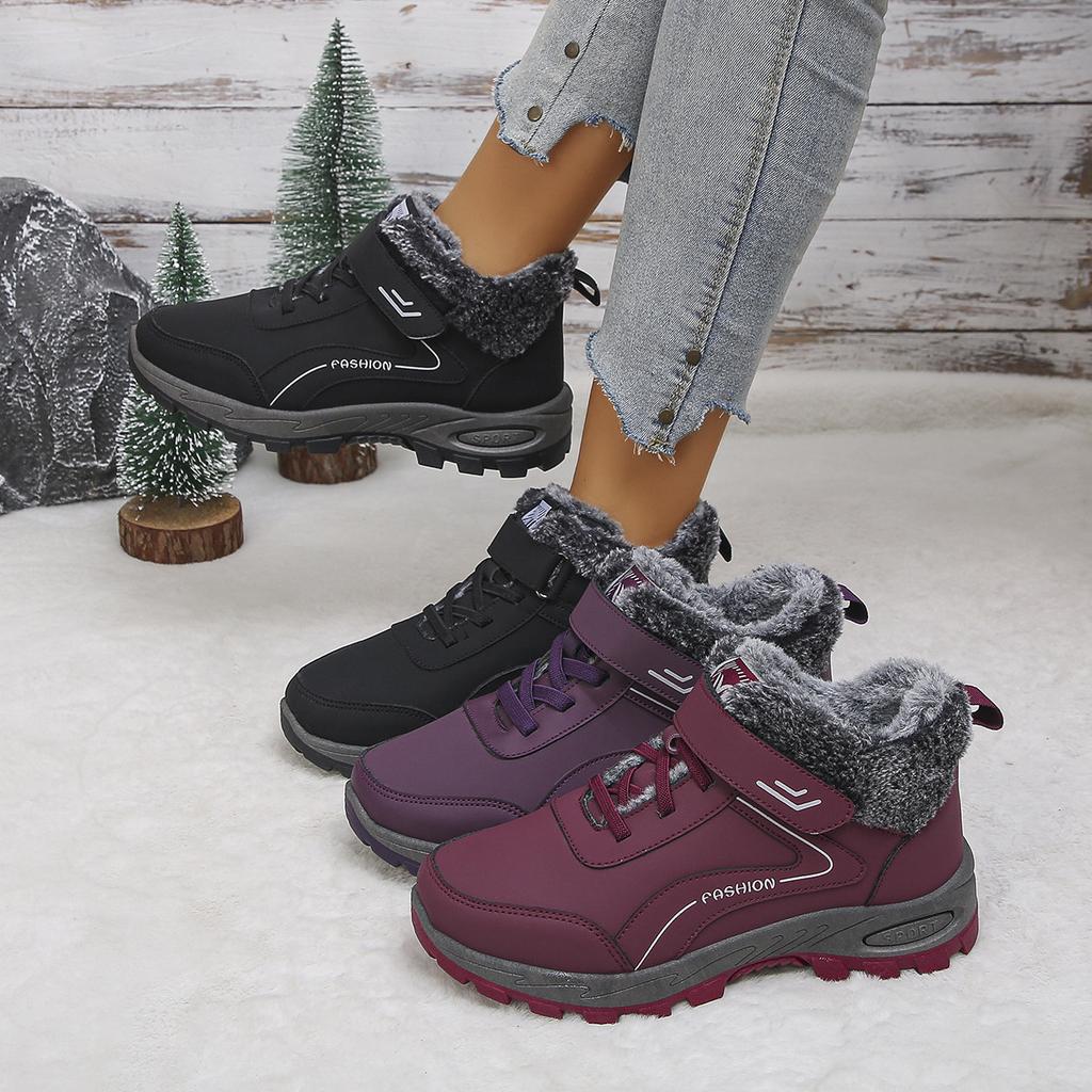 Fashion Snow Boots for Women Casual Winter Shoes Non-slip Platform Warm Ankle Boots Combat Outdoor Short Plush Hiking Boots Botas Mujer