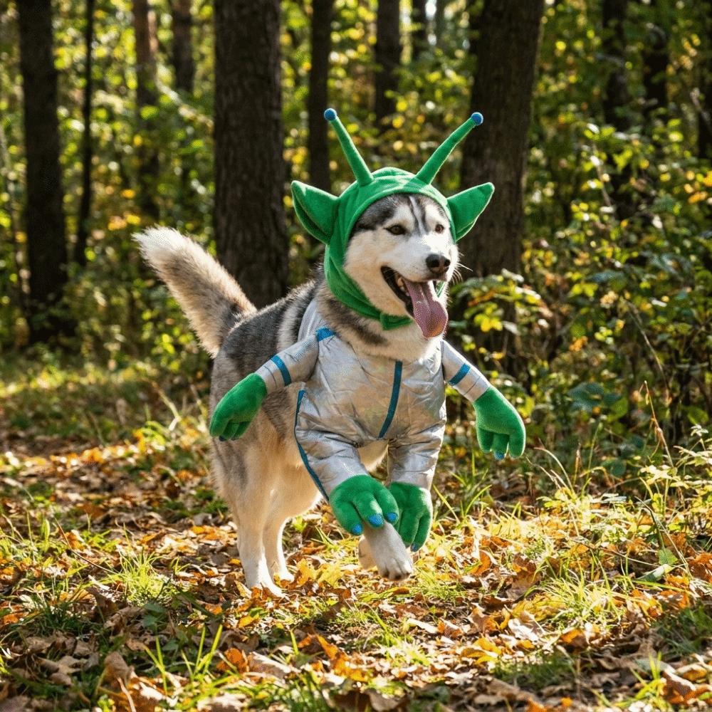 Plush Hands and Feet Pet Alien Transformation Outfit Colorful Laser Dog Cosplay Clothes Parade