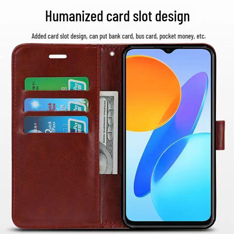 Huawei Enjoy 70X & iPhone 7 Pro Max Case - Crazy Horse Pattern Leather Flip Cover