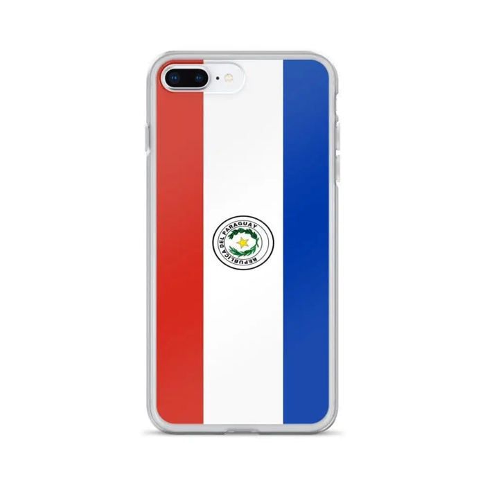 Coque iPhone - iPhone 8 Plus - Drapeau Paraguay - Souple - Multicolore - Verticale