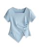 VIVACIOUS Elegant Side Tuck Short T-Shirt White