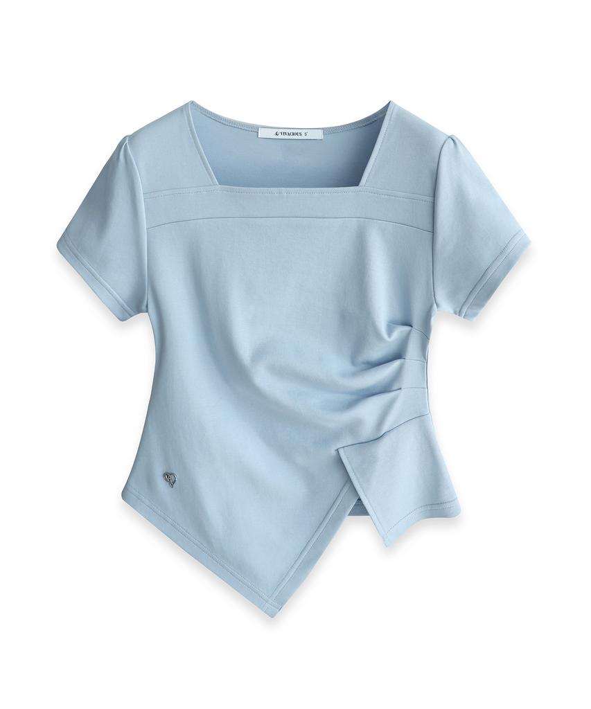 VIVACIOUS Elegant Side Tuck Short T-Shirt White